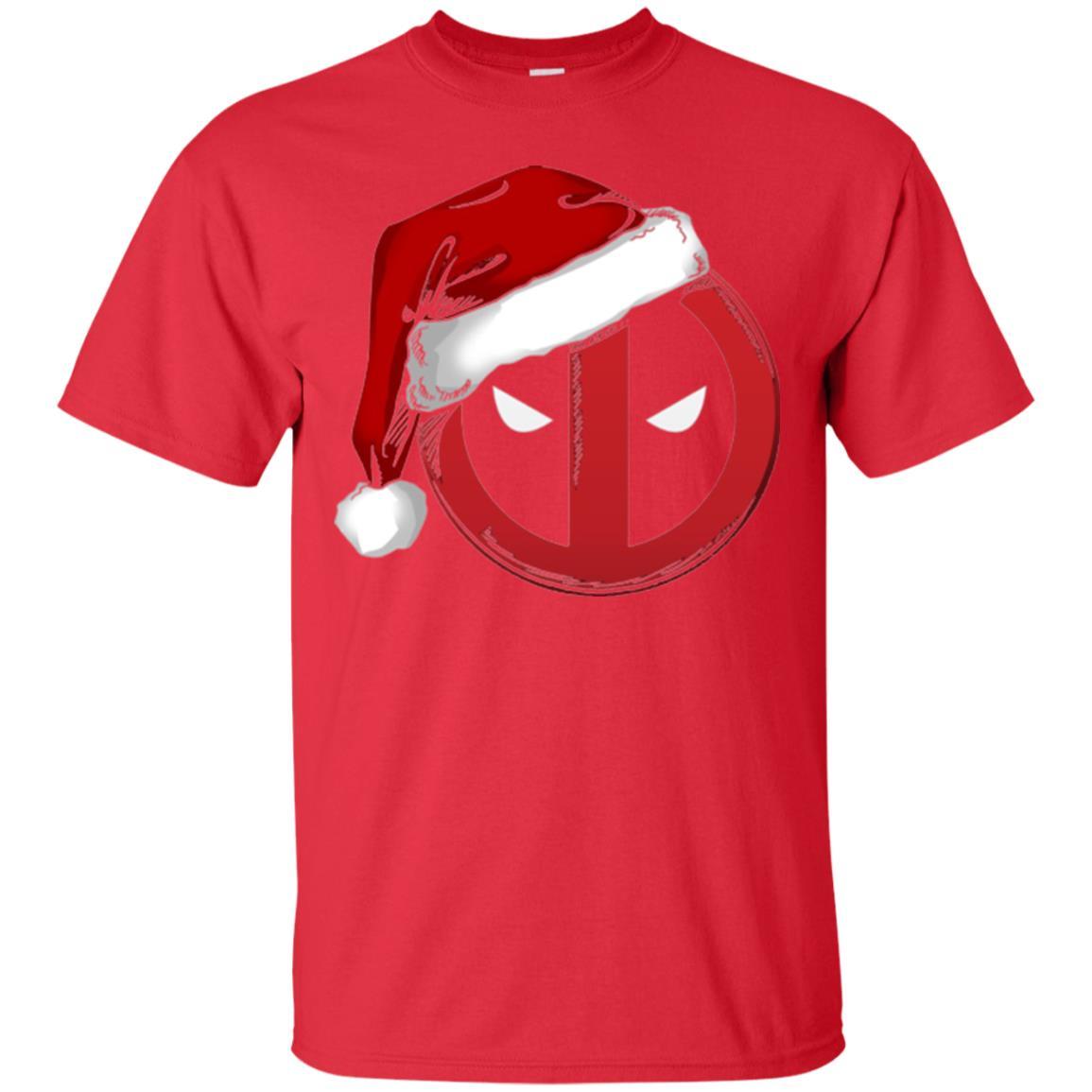 Christmas T-shirt Marvel Deadpool Icon Santa Hat Christmas Graphic Red