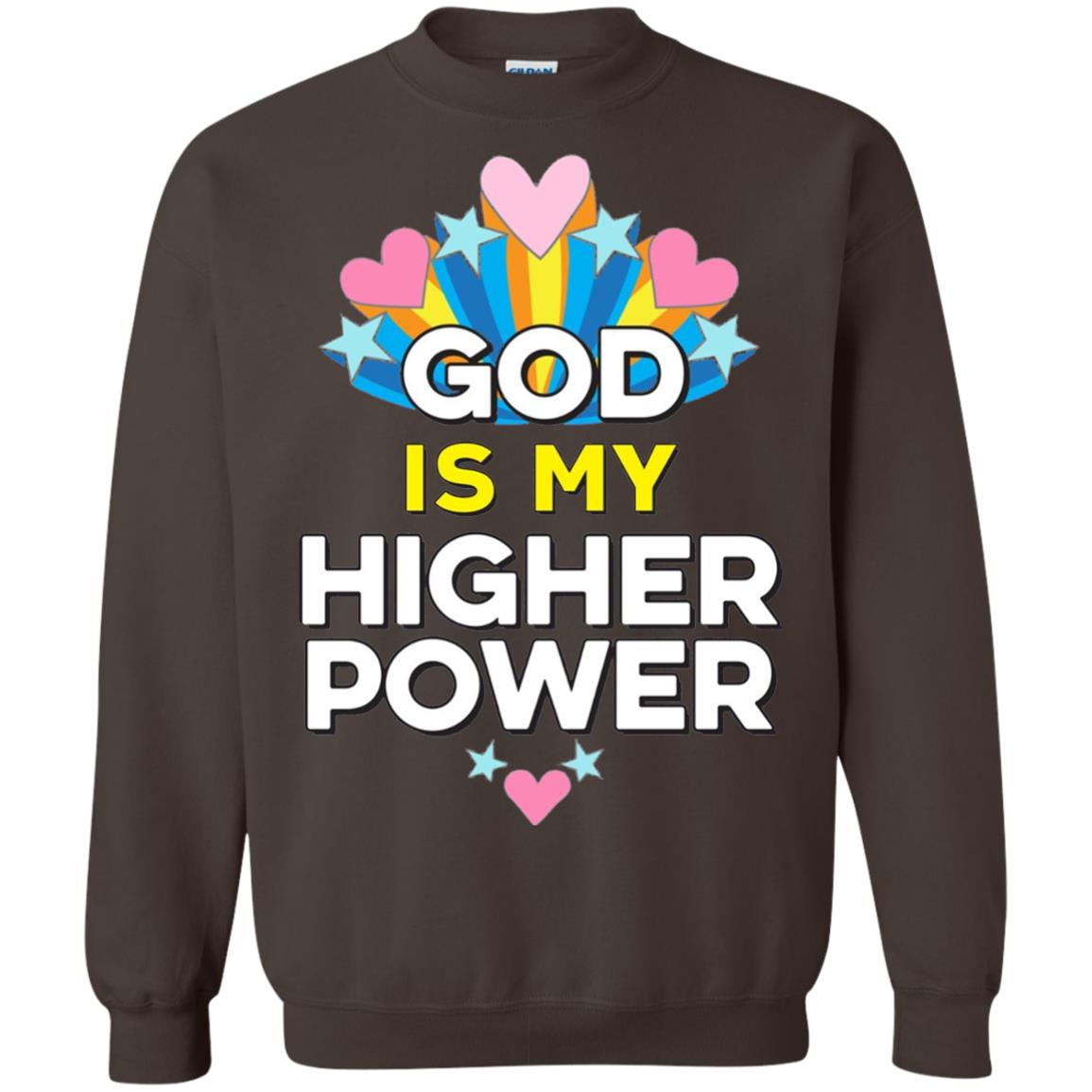 Funny Christian T-shirt God Is My Higher Power Hearts Stars Dark Chocolate