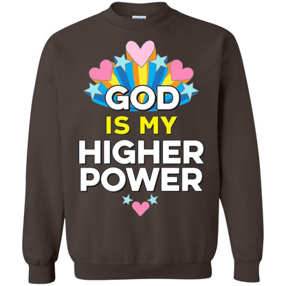 Funny Christian T-shirt God Is My Higher Power Hearts Stars Dark Chocolate