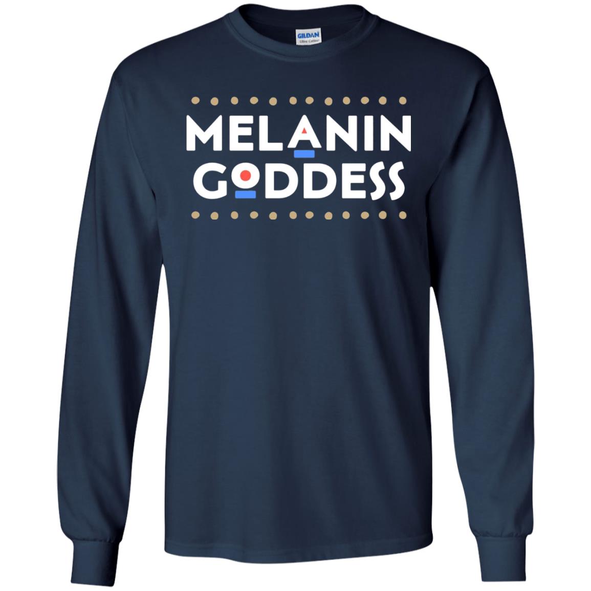 Melanin Goddess African T-shirt Black Girl Poppin_ Navy