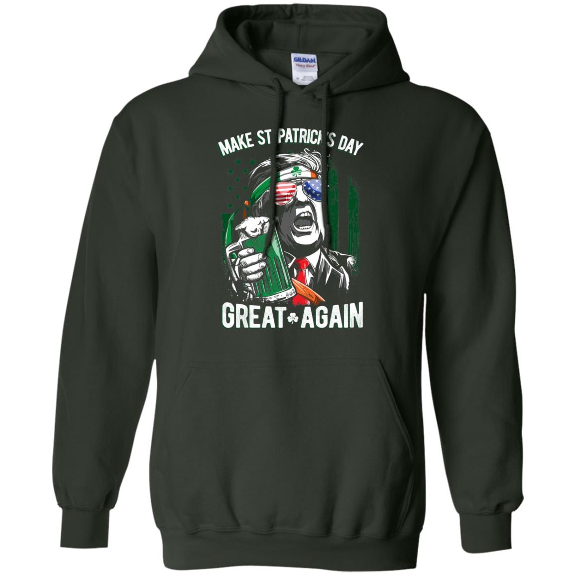 Make St Patricks Day Great Again Trump Leprechaun T-shirt Forest Green