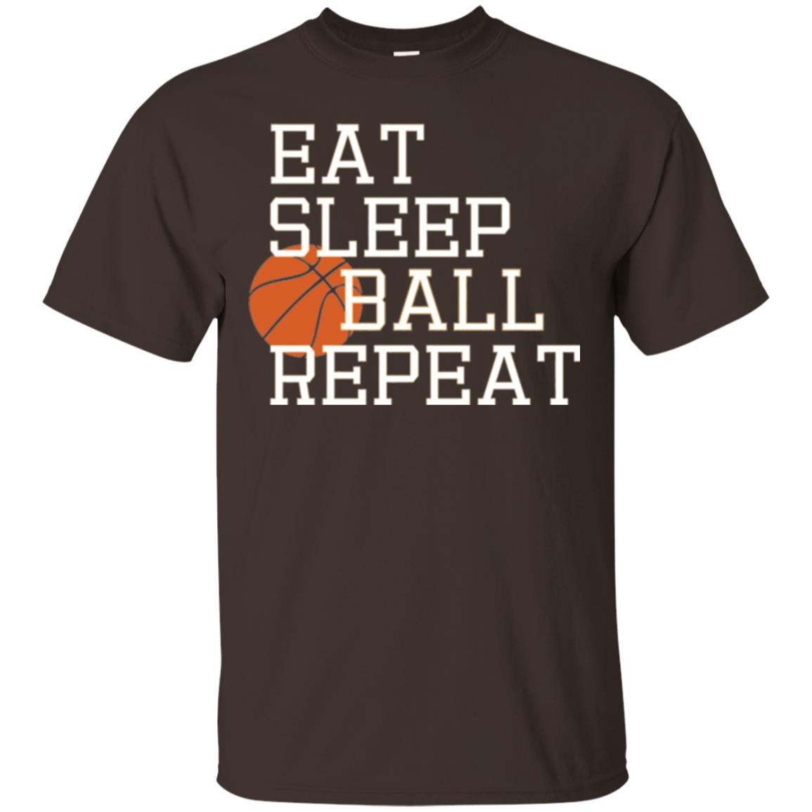 Basketball T-shirt Eat Sleep Basketball Repeat Dark Chocolate
