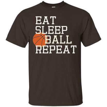 Basketball T-shirt Eat Sleep Basketball Repeat Dark Chocolate