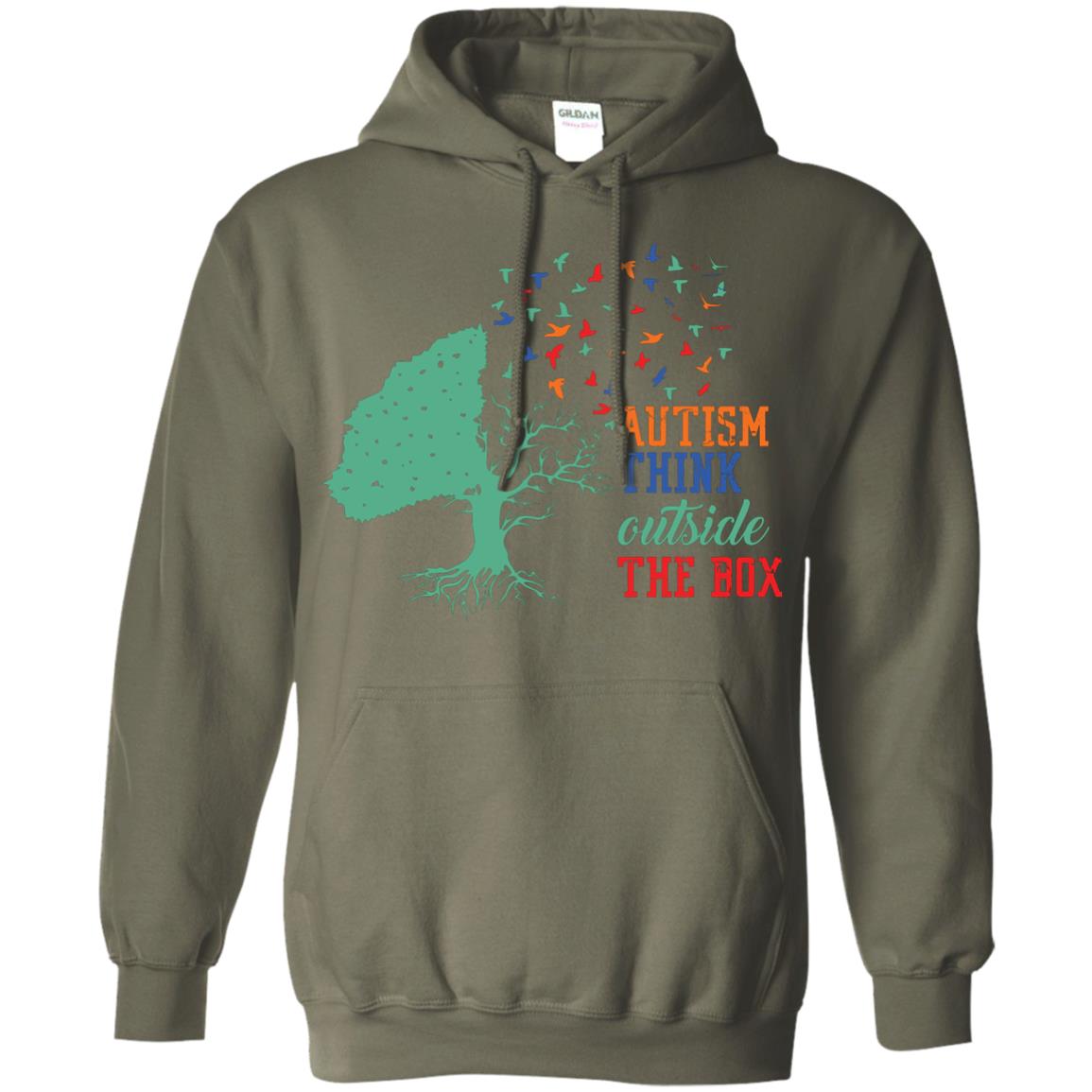 Autism Think Outside The Box Autism Awearness T-shirt Military Green