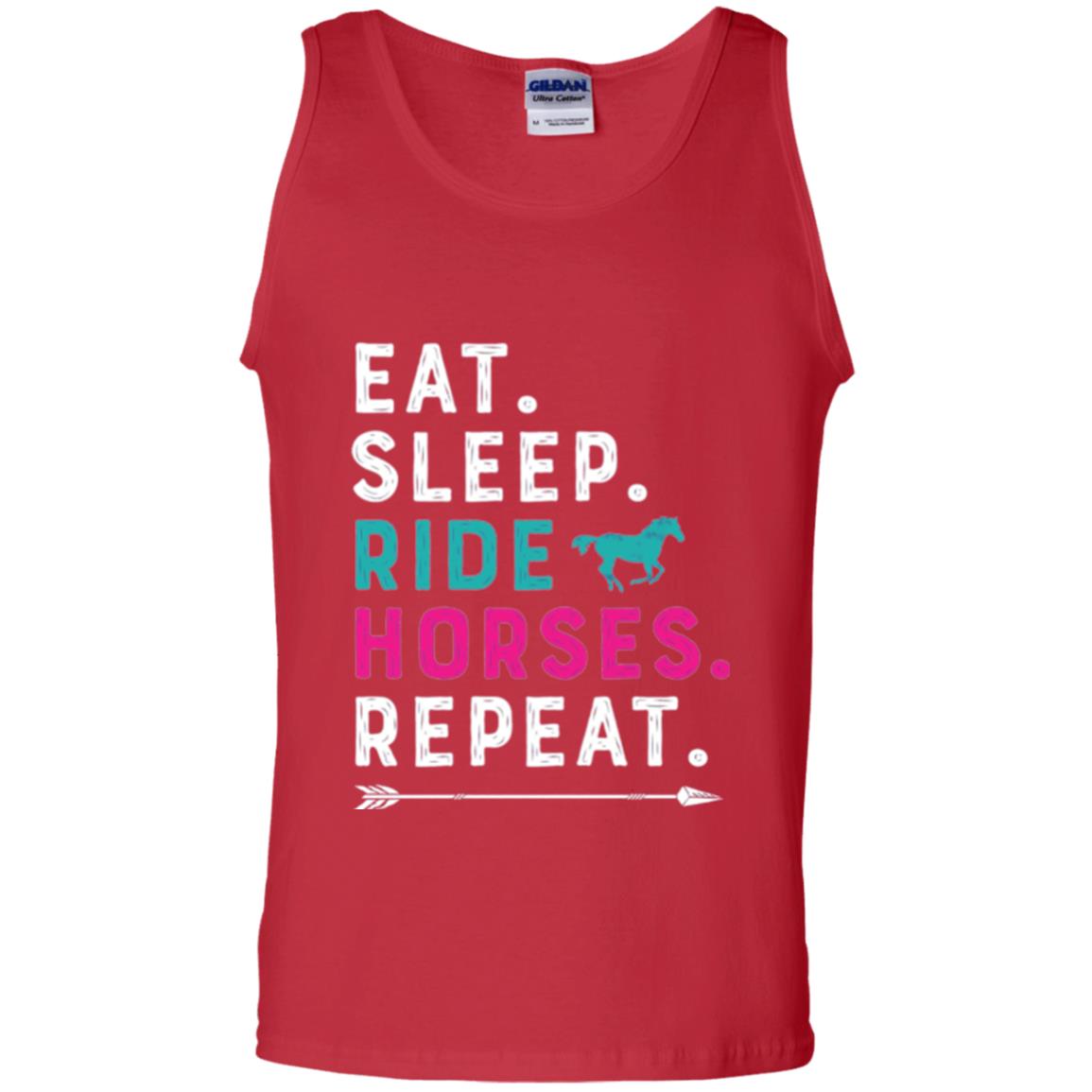 Horseback Lovers T-shirt Eat Sleep Ride Horses Repeat Red