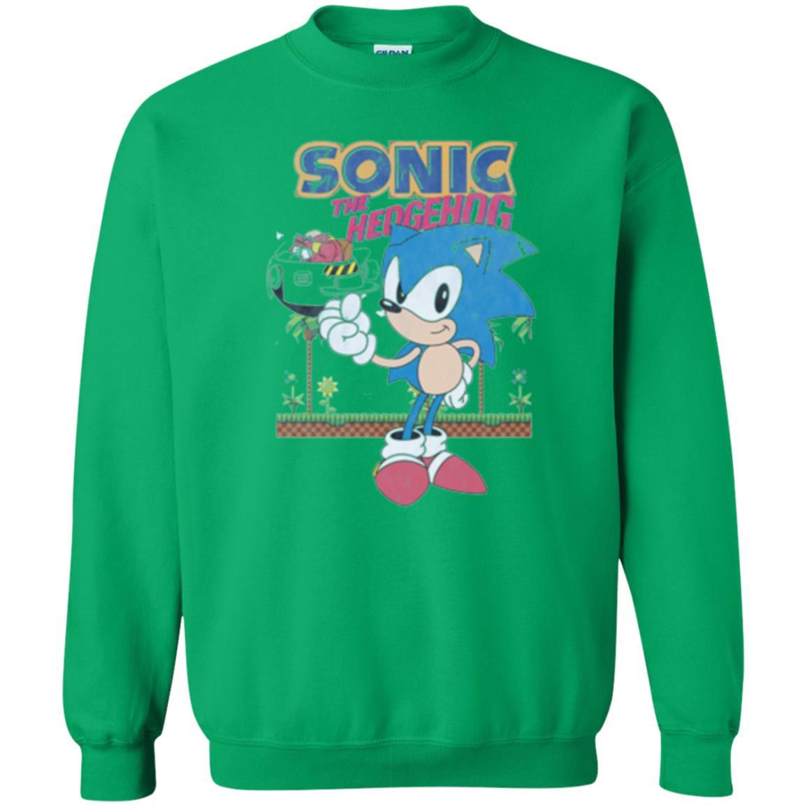 Gamer T-shirt Sega Sonic The Hedgehog Battles Dr. Eggman Robotnik Irish Green