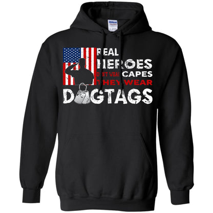 Real Heroes Don_t Wear Capes They Wear Dogtags Military T-shirt Black