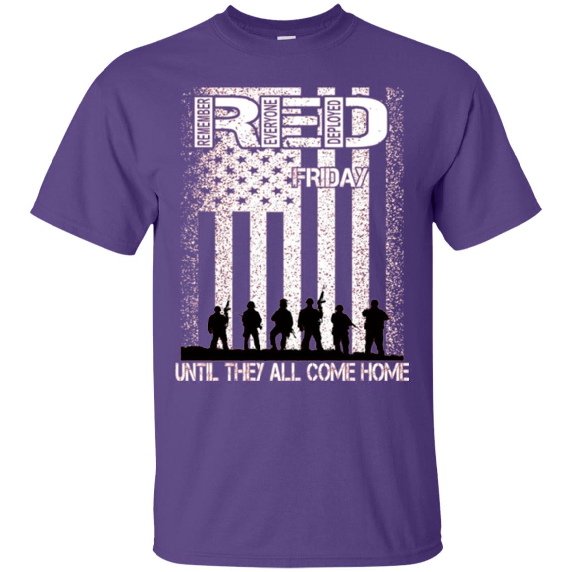 Red Friday Military T-shirt Untill They All Come Home Purple