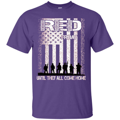 Red Friday Military T-shirt Untill They All Come Home Purple