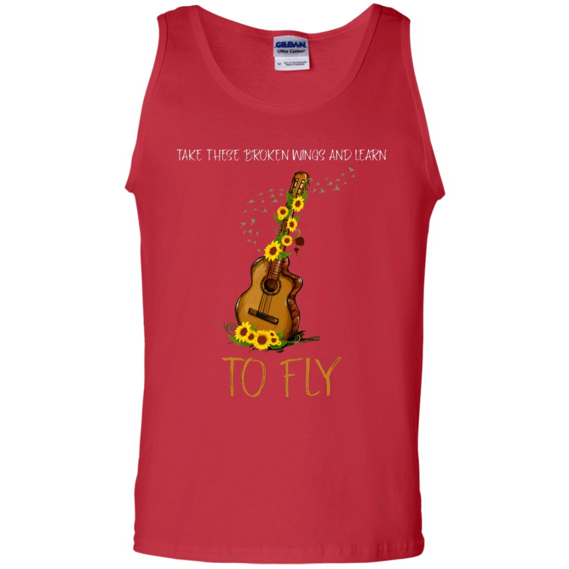 Take These Broken Wings And Learn To Fly Guitar Quote Shirt Red