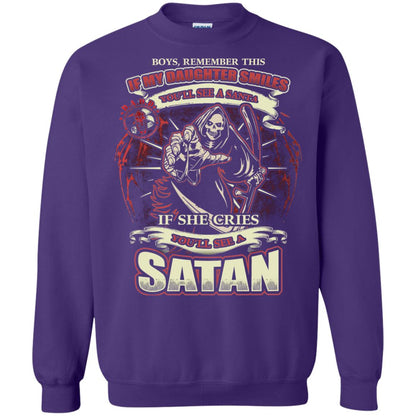 Boys Remember This If My Daughter Smiles You Will See A Santa If She Cries You Will See A Satan Purple
