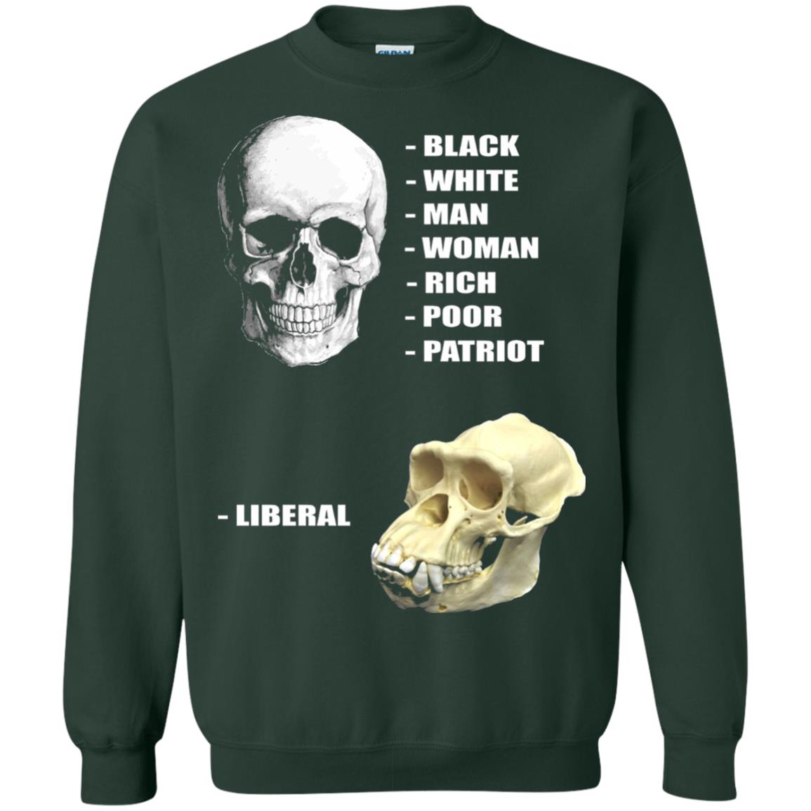 Funny Cool Skulls T-shirt Modern America Patriot Liberal Forest Green