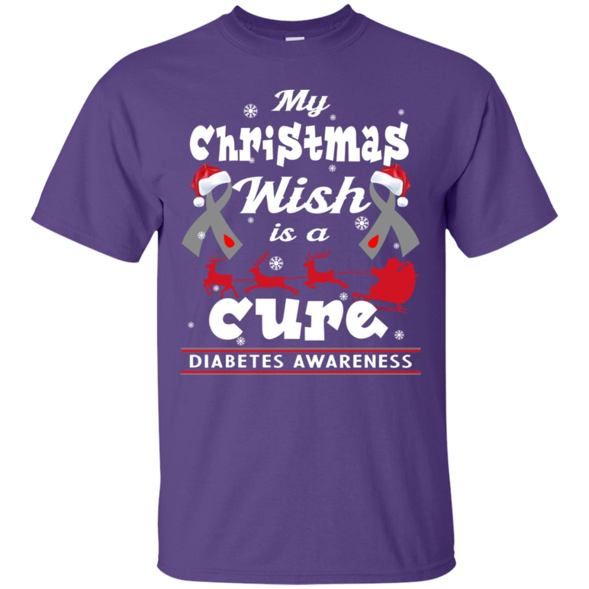 My Christmas Wish Is A Cure Diabetes Awareness X-mas Gift Shirt Purple