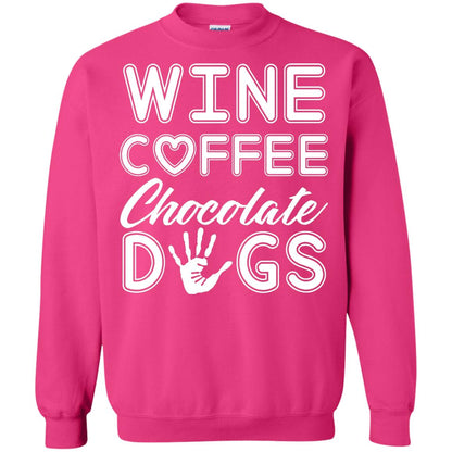Wine Coffee Chocolate Dogs Family T-shirt Heliconia