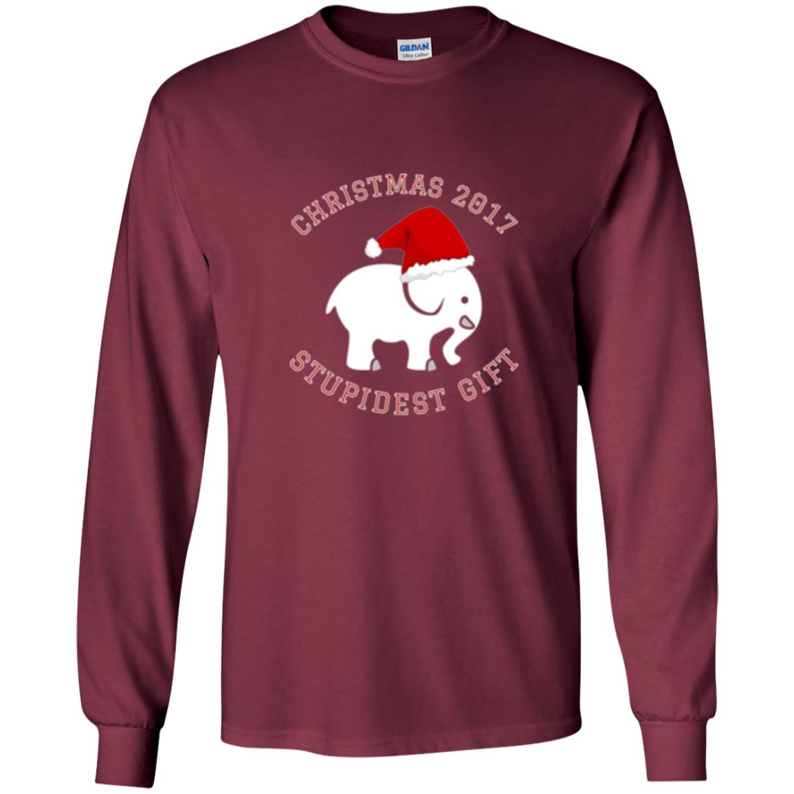 Christmas T-shirt White Elephant Christmas 2017 Stupidest Gift Maroon