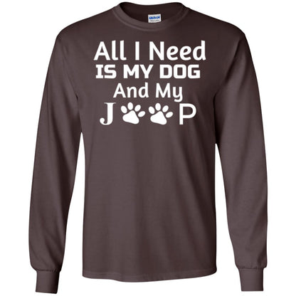 Dogs Lover T-shirt All I Need Is My Dog And My Jeep Dark Chocolate