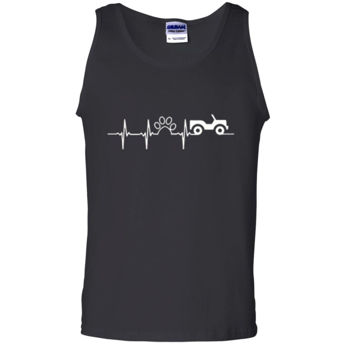 Cat Lovers T-shirt Jeep And Paw Heartbeat Black