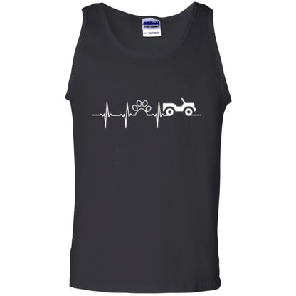 Cat Lovers T-shirt Jeep And Paw Heartbeat Black