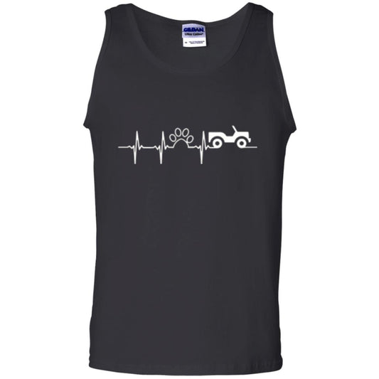 Cat Lovers T-shirt Jeep And Paw Heartbeat Black