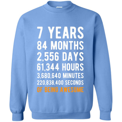 7th Birthday Shirt 7 Years Old Being Awesome Carolina Blue