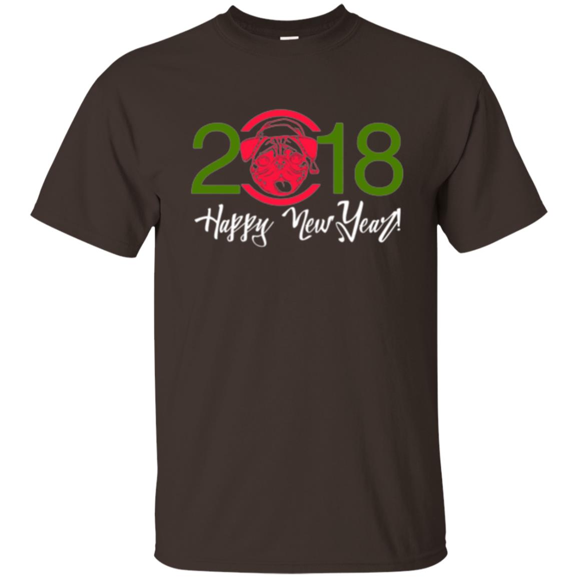 Dog Lovers T-shirt Happy New Year 2018 Dark Chocolate