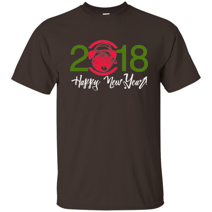 Dog Lovers T-shirt Happy New Year 2018 Dark Chocolate