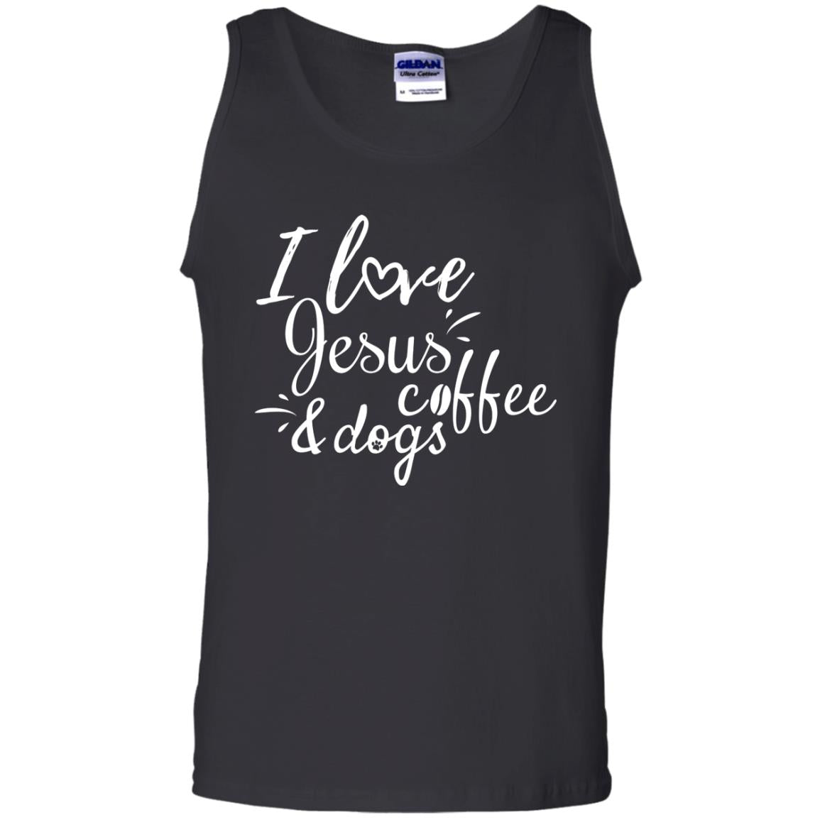 I Love Jesus Coffee And Dogs Christian T-shirtG220 Gildan 100% Cotton Tank Top