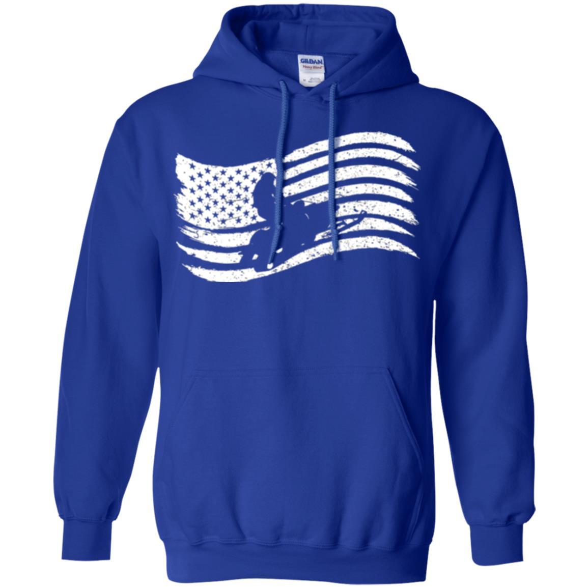 Snowmobile Rider T-shirt American Flag Royal