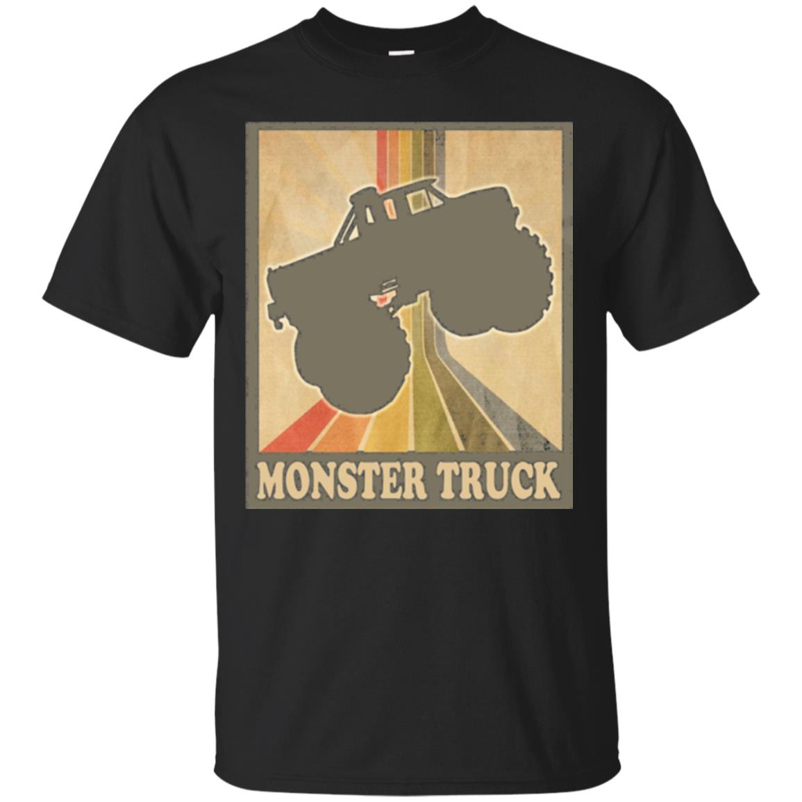 Vintage Big Size Truck Tee Retro Monster Truck T Shirt Black