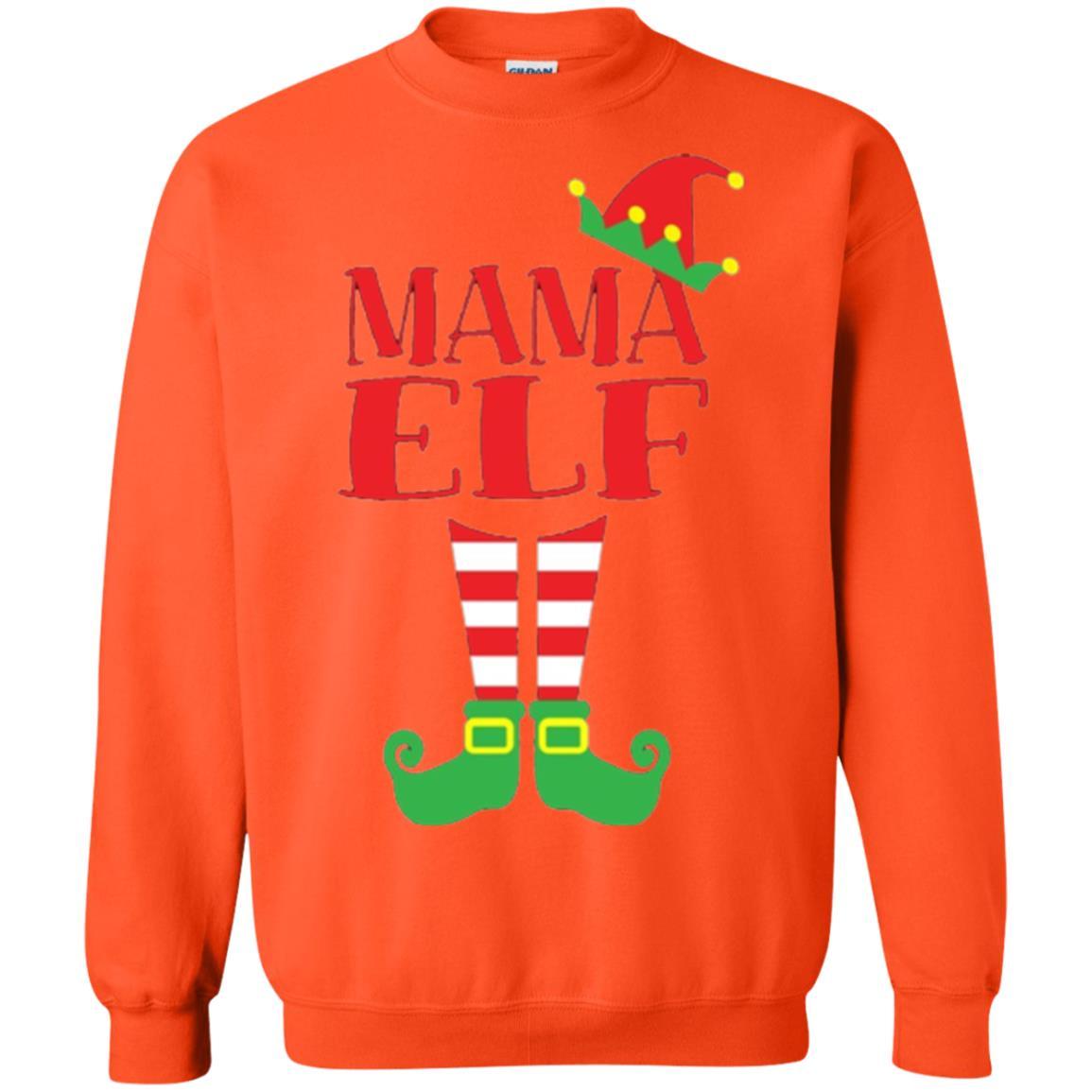 Family Christmas T-shirt Mama Elf T-shirt Orange