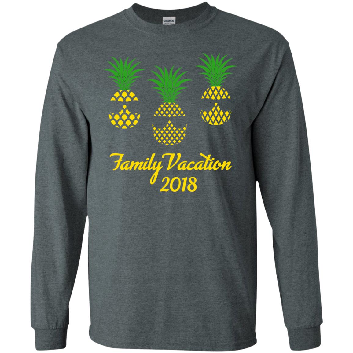 Family Vacation 2018 Shirt Hawaii Pineapple Sunglasses Dark Heather