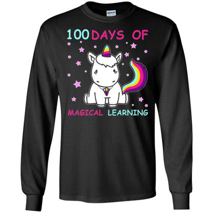 Unicorn Lover T-shirt 100 Days Of Mgical Learning Black