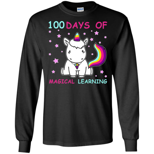 Unicorn Lover T-shirt 100 Days Of Mgical Learning Black