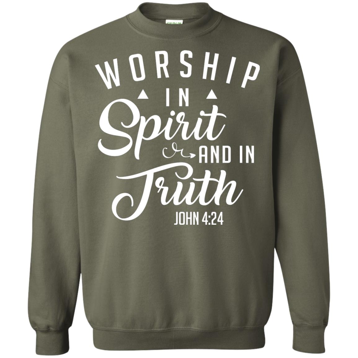 Christian T-shirt Worship In Spirit And In Truth Military Green