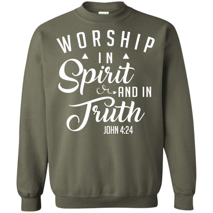 Christian T-shirt Worship In Spirit And In Truth Military Green