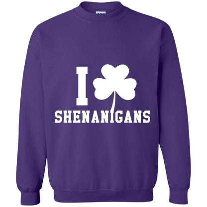 I Love Shenanigans Shamrock Saint Patrick_s Day T-shirt Purple