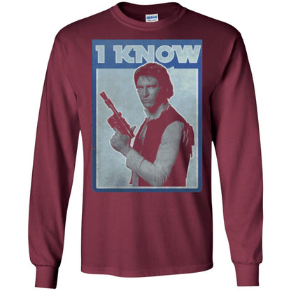Film T-shirt Han Solo Iconic Unscripted I Know Graphic Maroon