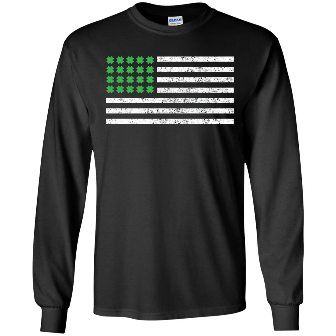 Usa Flag With Irish Shamrock St Patricks Day T-shirt Black