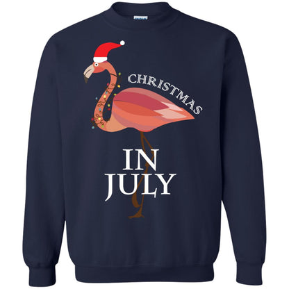 Flamingo With Santa_s Hat Christmas In July Xmas In Summer Shirt Navy