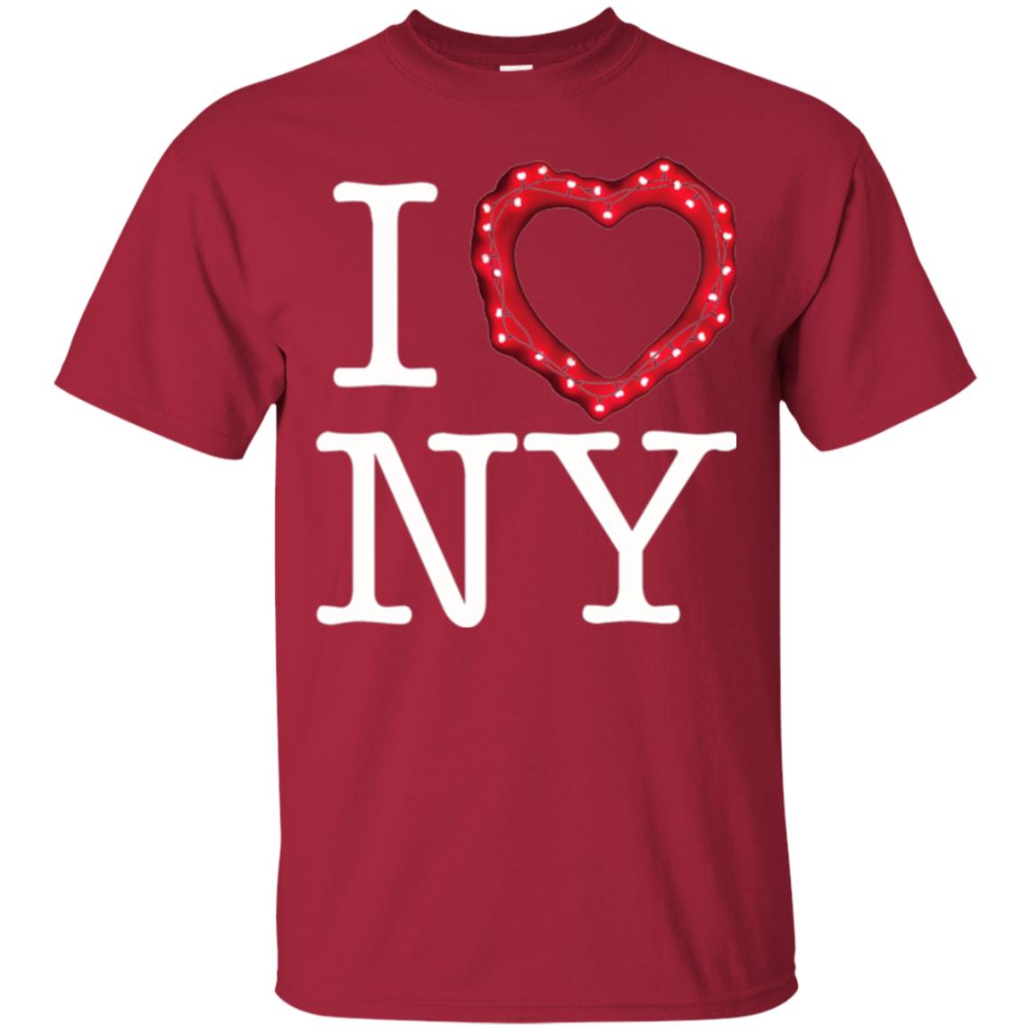 I Heart Love Ny Glowing String Lights New York T-shirt Cardinal