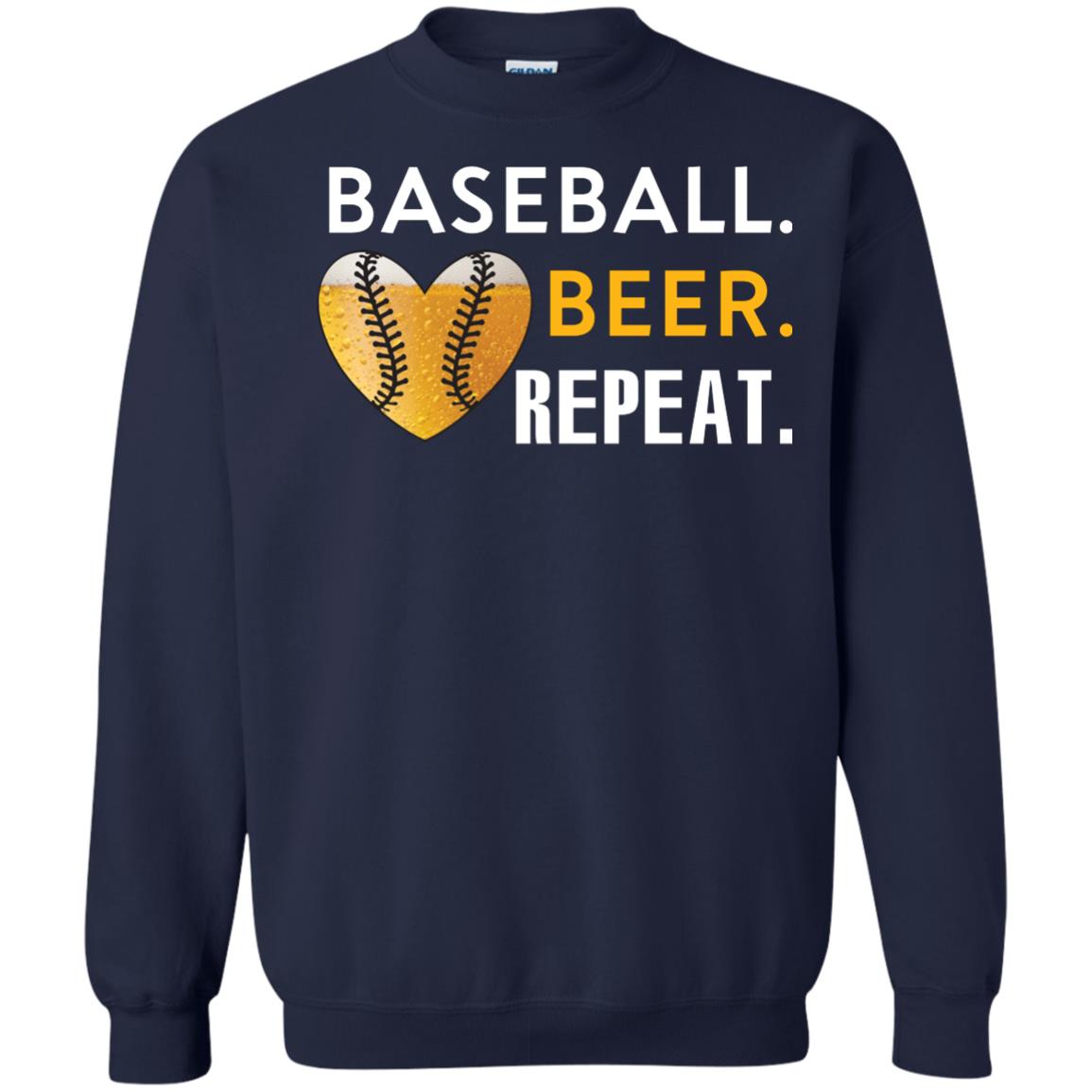 Baseball Lover T-shirt Beer Repeat Navy