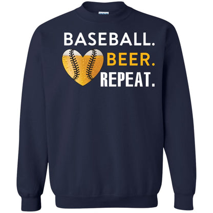 Baseball Lover T-shirt Beer Repeat Navy