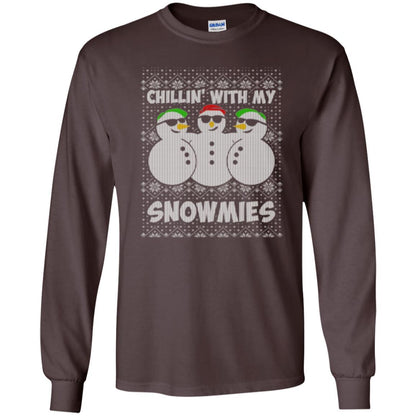 Christmas T-shirt Chillin With My Snowmies Dark Chocolate