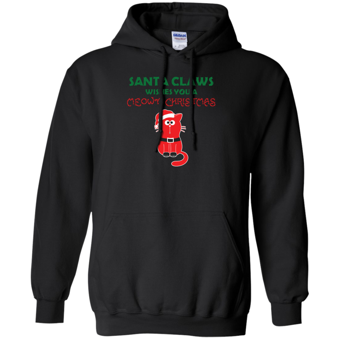 Christmas T-shirt Santa Claws Wishes You A Meowy Christmas Black