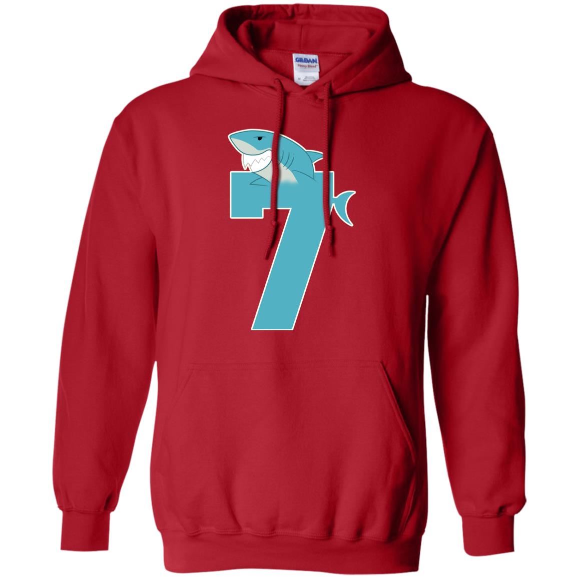 7th Birthday Shark Party Shirt Red