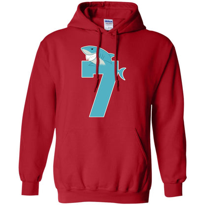 7th Birthday Shark Party Shirt Red