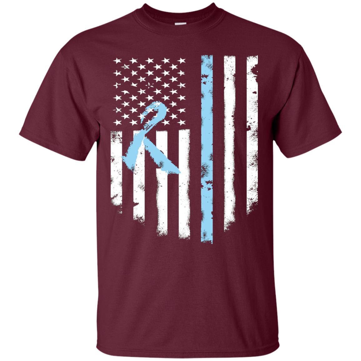 Ribbon American Flag Prostate Cancer Awareness Shirt Maroon