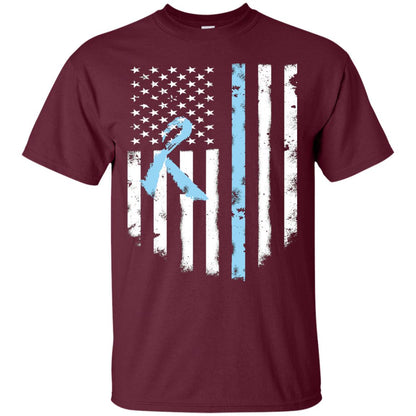 Ribbon American Flag Prostate Cancer Awareness Shirt Maroon
