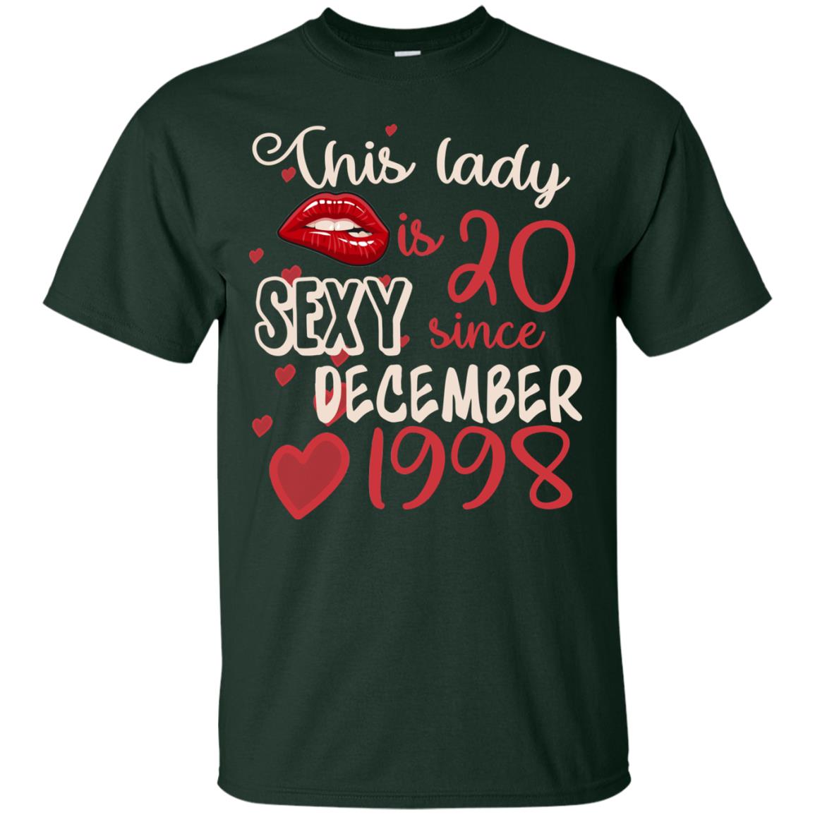 This Lady Is 20 Sexy Since December 1998 20th Birthday Shirt For December Womens Forest