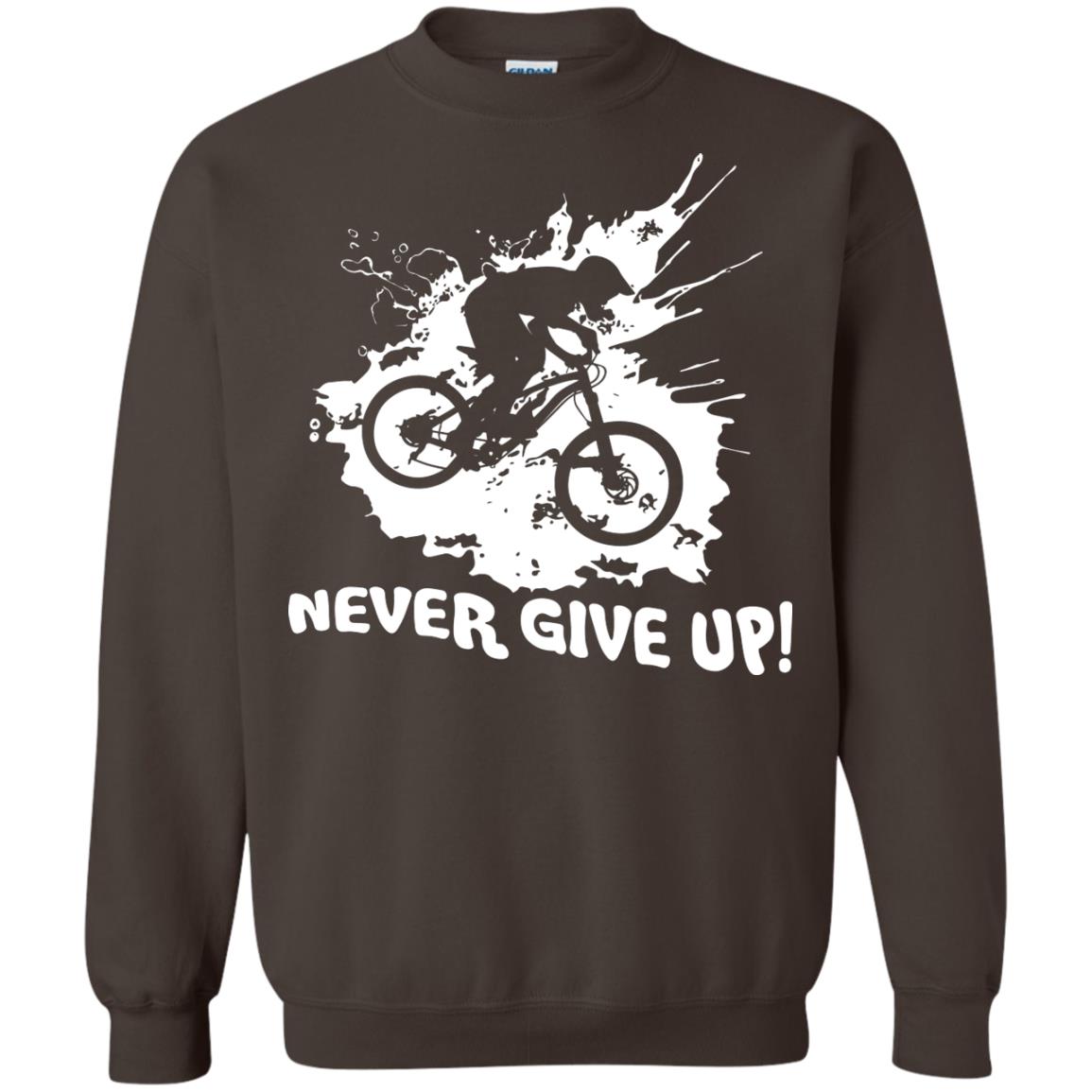Biker T-shirt Never Give Up Dark Chocolate